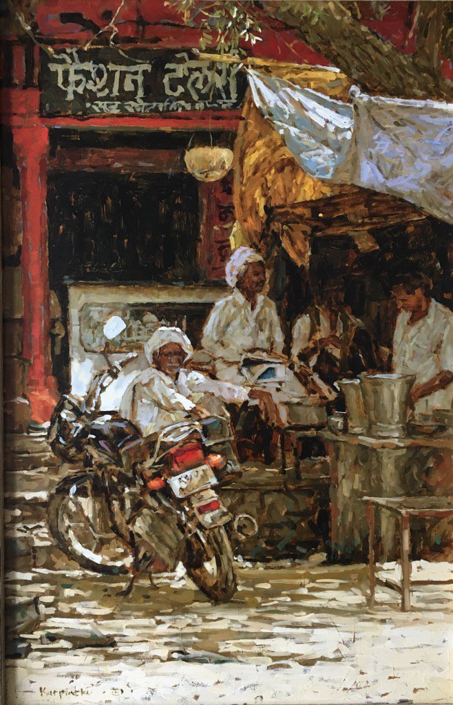 tonykarpinski's tweet photo. Oil painting, India https://t.co/s4xacsUPQ8