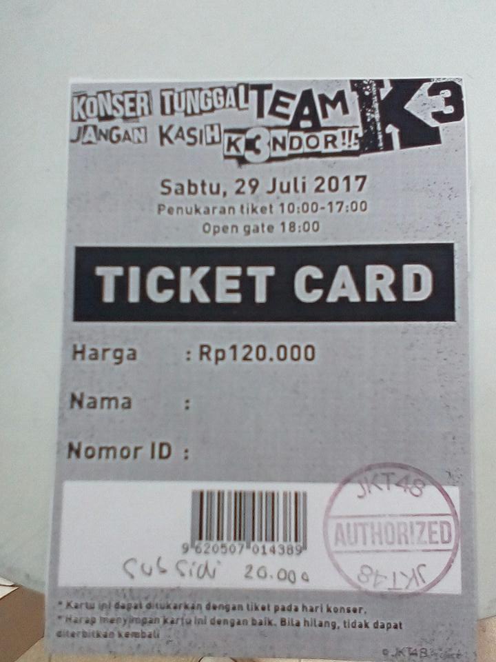 [FOTO] Tiket Konser <a href="/KonserJKT48KIII/">Jangan Kasih K3ndor</a> #JanganKasihK3ndor
#MinTL48