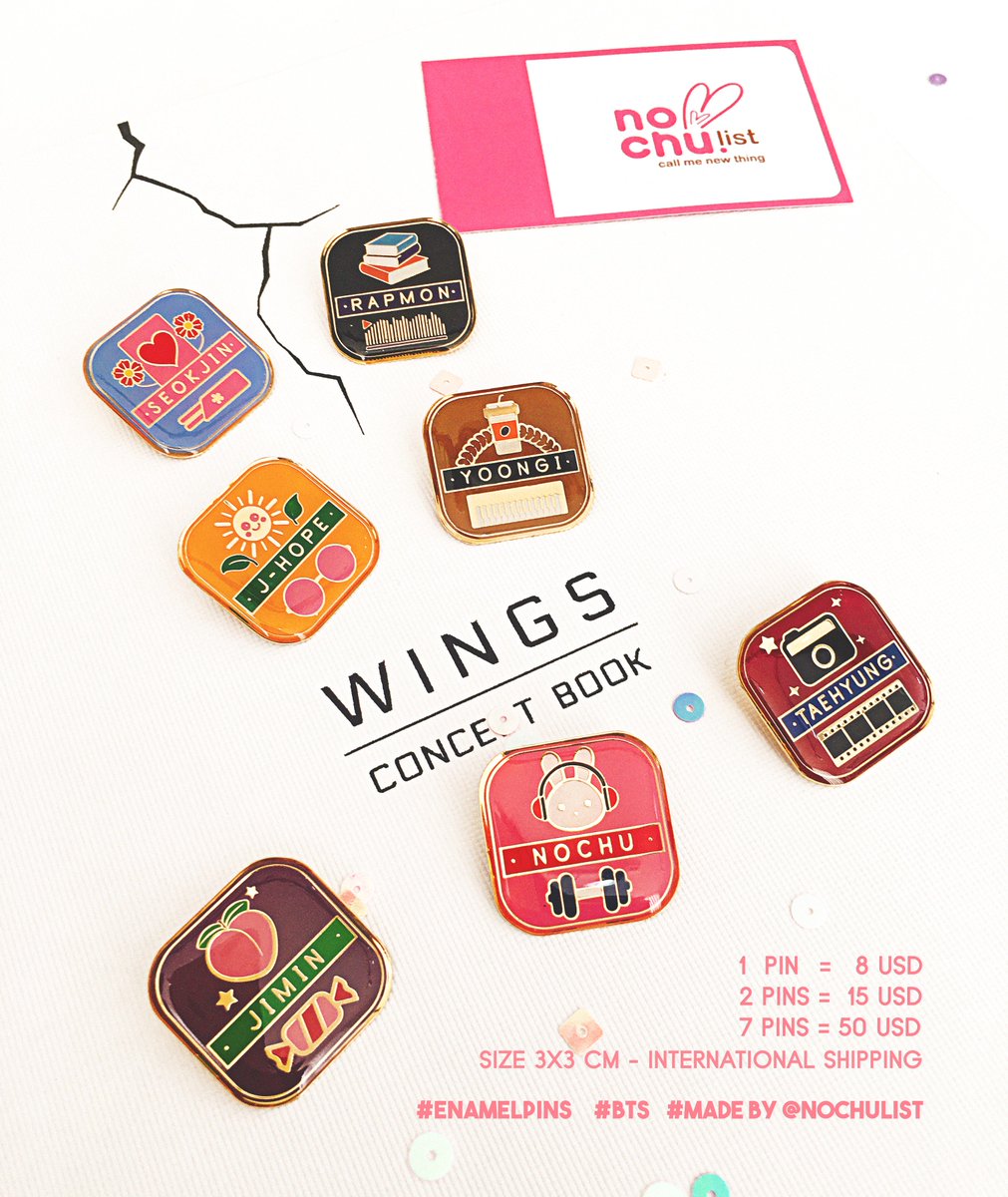 nochulist's tweet photo. [Pls RT] BTS Icon Enamel Pins now available for order! Check replies below to see details of each pin ❤️

RT to win 2 pins from #nochulist ! https://t.co/uLi5QudGuO