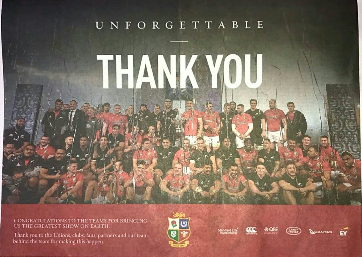 Thank you to the Team Behind The Team who contributed so much hard work to make #LionsNZ2017 such an incredible success! #AllForOne