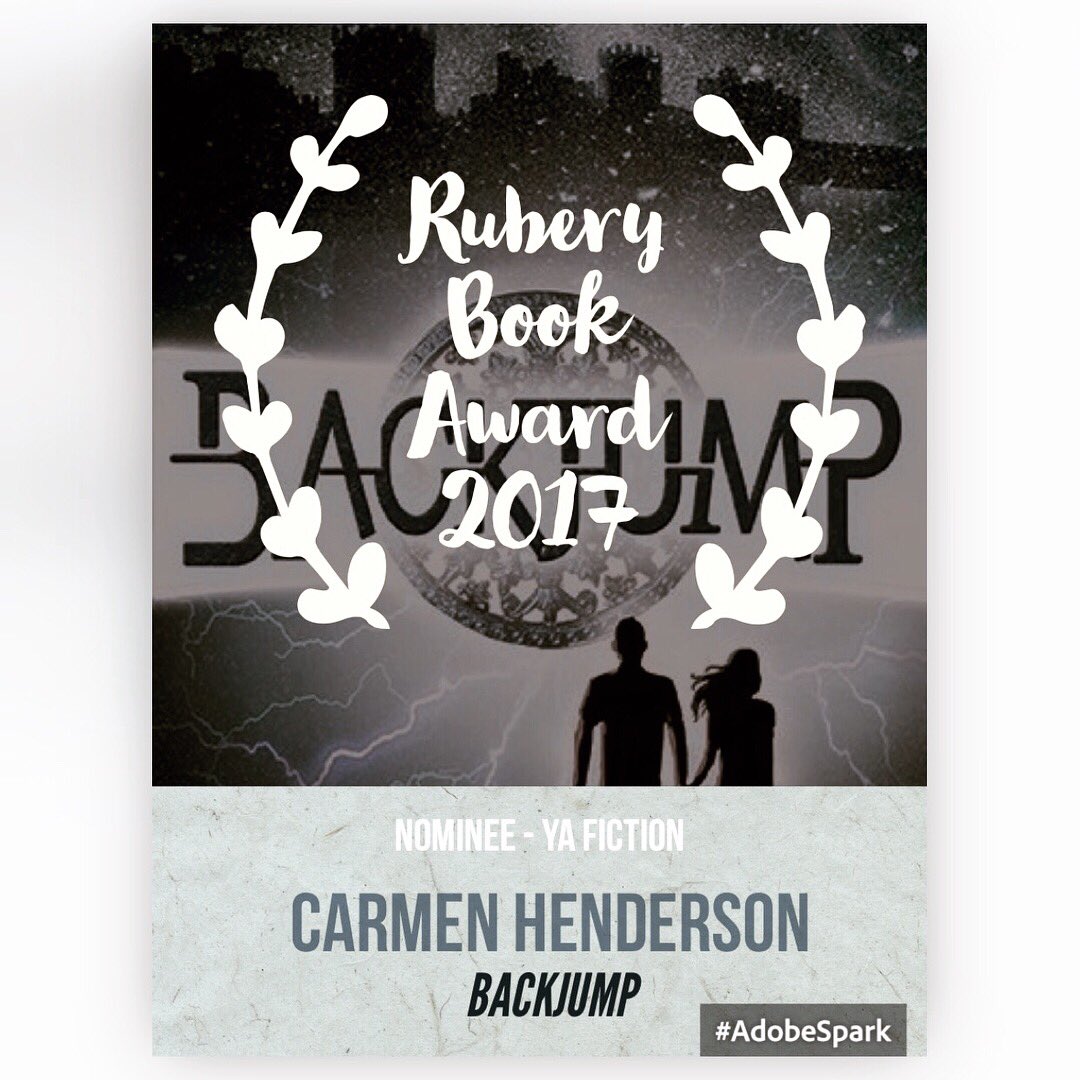 HelloSerifim's tweet photo. Congratulations to Carmen Henderson - #nominated for a #RuberyBookAward in the #YA category for her debut #Backjump 👏🍀🏆 https://t.co/ovA2gD85ls