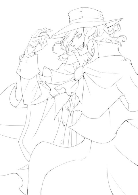 夏の本の巌窟王(線画) 