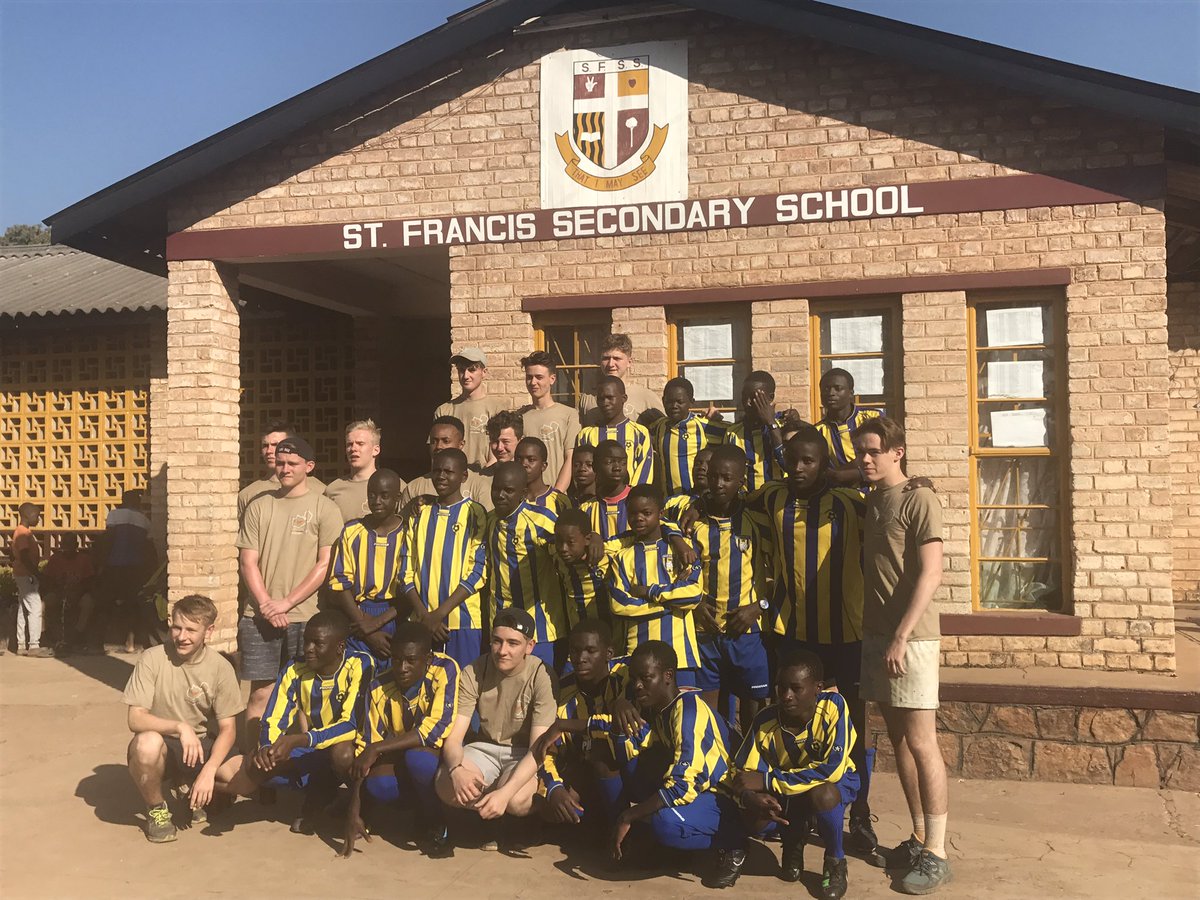 StColumbasTrips's tweet photo. Round 2 of the football against St Francis School. #Zambia17 got through to penalties but lost again! Well done to St Francis and SCC. https://t.co/54ZHHQkGT5