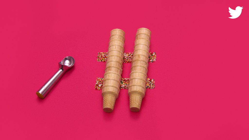 The hashtag symbol represented by a vertical cones and horizon sprinkles