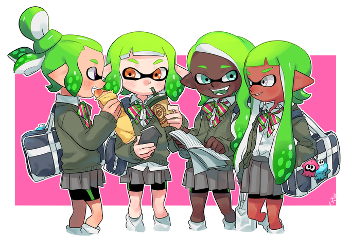 スプラトゥーン2 イラスト紹介 Jkガールズどれが好み スプラ２ まとめなイカ