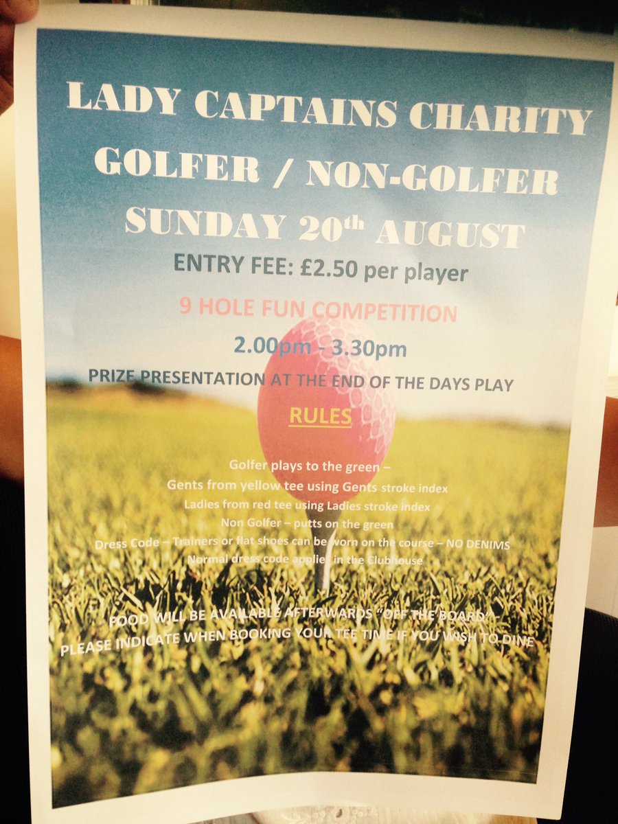 Lady captains charity day all welcome come along for a great afternoon out and raise money for a great charity ( cinnamon trust)