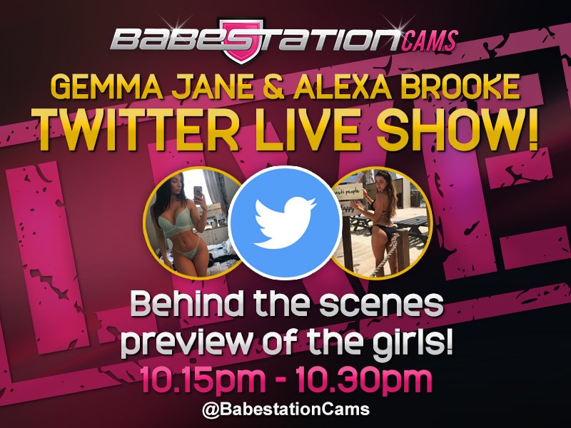 📽️Twitter Live with @GemmaJane66 &amp; @alexabrookex

At 10:15PM, it's your chance to ask Gemma &amp; Alexa whatever you want!

@BabestationCams https://t.co/ruYLROOd6l