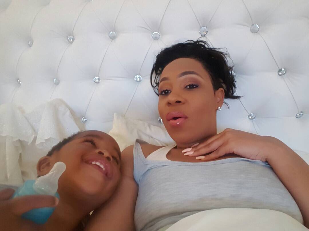 Photos of Pokello and her son Tristan.