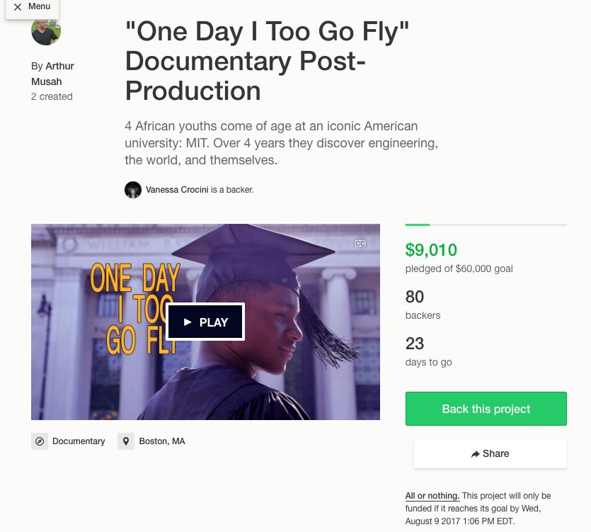 onedayitoogofly's tweet photo. Thx to our first 80 backers! Now at $9K for #OneDayITooGoFly postproduction @Kickstarter. Help us raise the rest! https://t.co/8XmUPNztJ3 https://t.co/80q1Lsg2TS