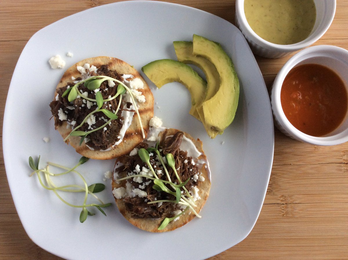 shiitakehppns's tweet photo. Barbacoa Breakfast Tostadas using @JosephsBakery lavash bread with queso fresco and amazing micro greens!
#foodporn #foodies #lchf #keto https://t.co/u1edgH0OqK