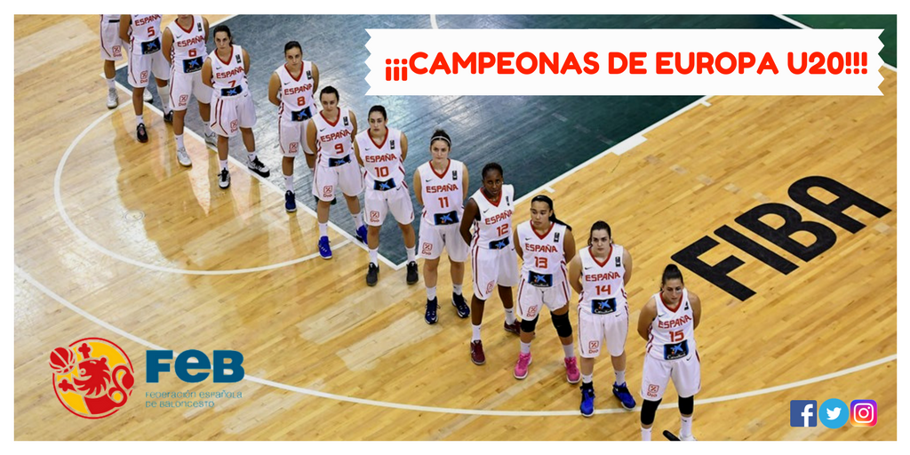 BaloncestoESP's tweet photo. ¡¡¡FINAL!!! 🇪🇸 🆚 🇸🇮 ➡️ (73- 63)

La #U20F es... ¡¡¡CAMPEONA DE EUROPA 🇪🇸🏆🇪🇸!!! #SomosEquipo 

¡Cayó el segundo 🥇 del verano! 👏👏 https://t.co/hFVLdwYM5S