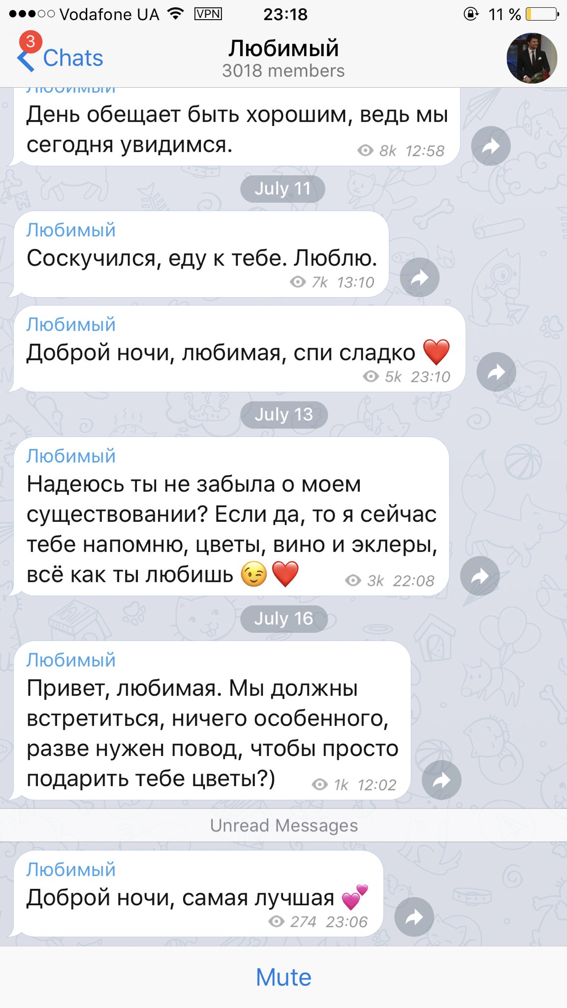 Переписка с парнем в телеграмме