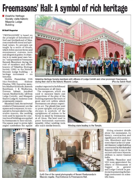 BombayFreemason's tweet photo. Heritage Society visits historic Freemasons’ Hall in Nagpur #UGLE2017 @UGLE_GrandLodge @Freemasonry2day #DGLBombay https://t.co/hOHCs0Z4YJ