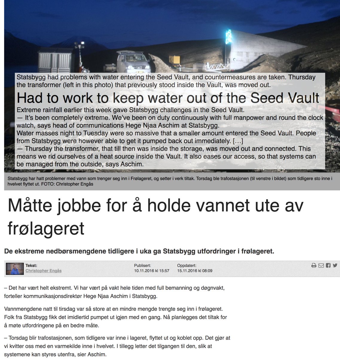 @MichaelEMann seems ill-informed about flooding of the Global #SeedVault. Doesn’t he read Norwegian local newspapers?
#FloodGate