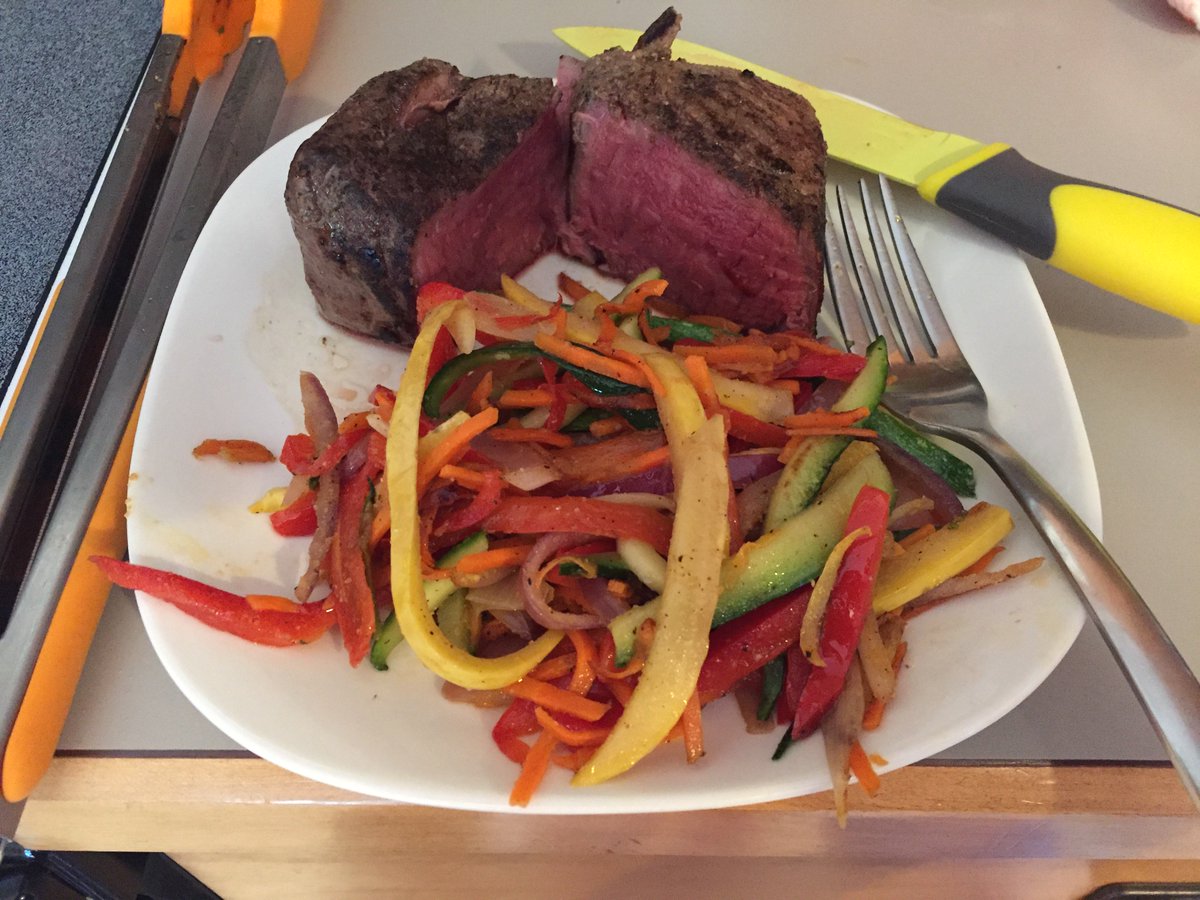 ChristinaKasm's tweet photo. My first attempt with Sous vide which is like a jacuzzi for your food. Not bad. https://t.co/8H9kcY3O9E