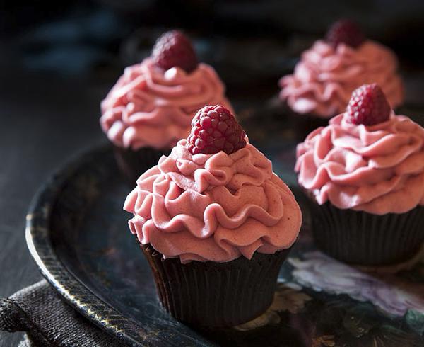 Chocolate raspberry cupcakes.