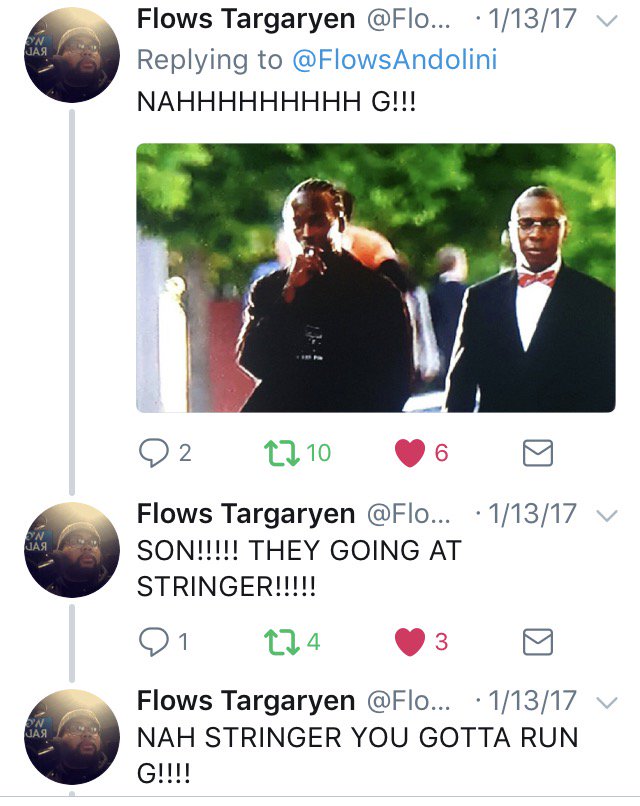 readjack's tweet photo. The Red Wedding prompted @FlowsAndolini's 2nd best TV reaction.
You already know #1 😎
🐐 #TheWire #SpoilerAlert #RIPString https://t.co/DrbdzkMlrx