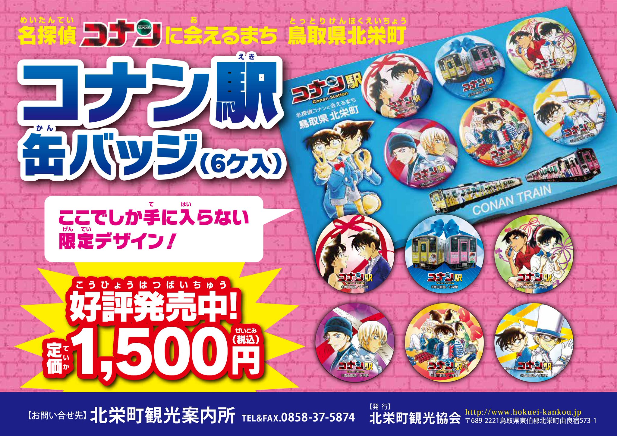 平成27年 第8回 名探偵コナン と巡る由良宿まち歩きラリー 缶バッジ 参加賞直径約38cm