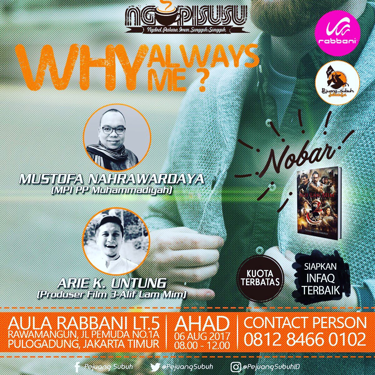 ArieKuntung's tweet photo. Yuk merapat sambil nobar film 3 Alif Lam Mim uncut version https://t.co/55ydlfm27u