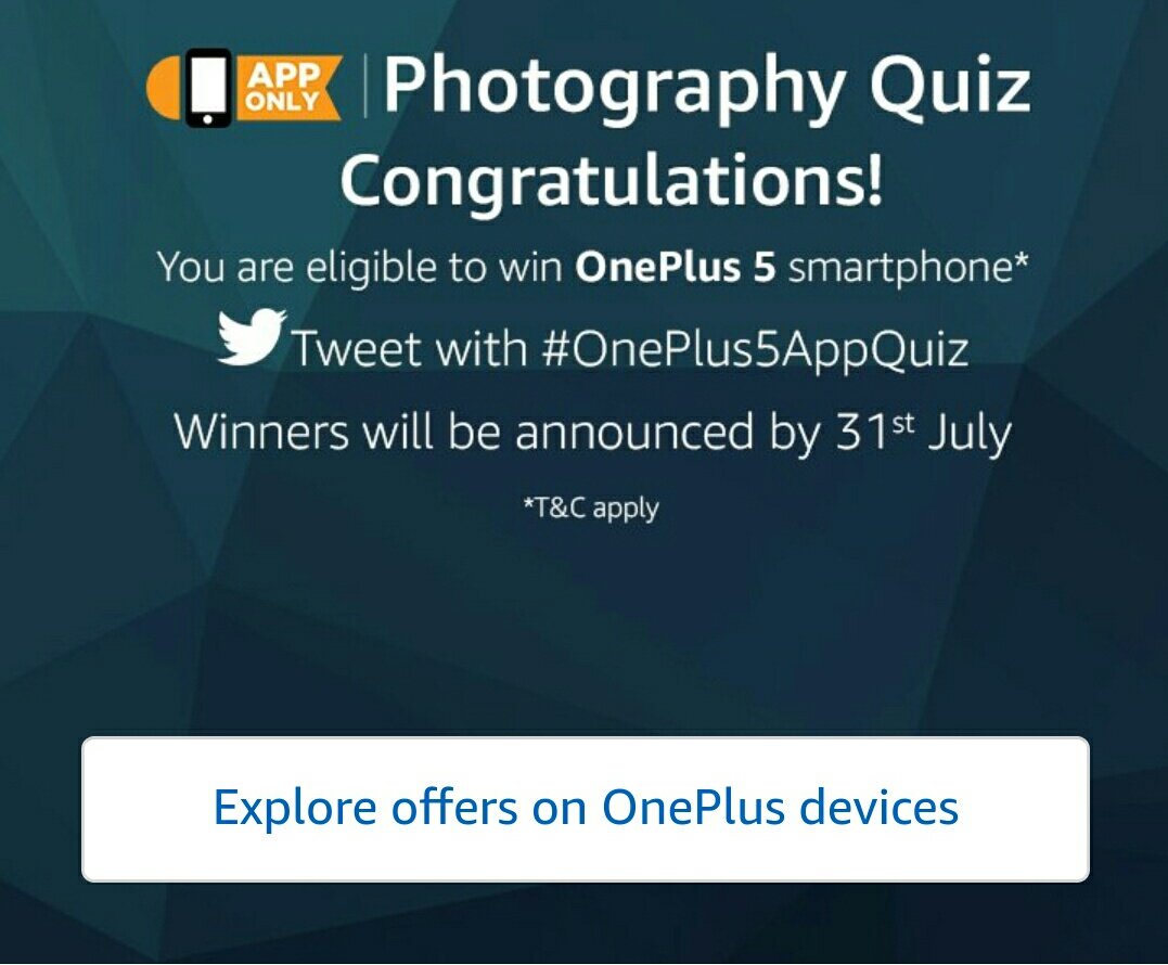 iMashuq's tweet image. #OnePlus5AppQuiz Cracked, You to try @amazonIN