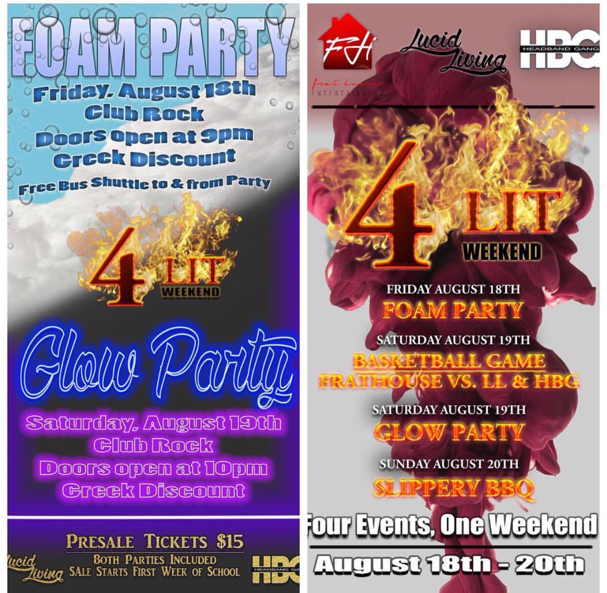 RonOGLL's tweet image. THESE EVENTS WILL have y'all LIT ALL WEEKEND! 🤘🏽🔥🔥#UCM #LU #Mizzou #MoWest #SEMO #MoState #4LIT #LucidLiving #Headbandgang #Frathouse