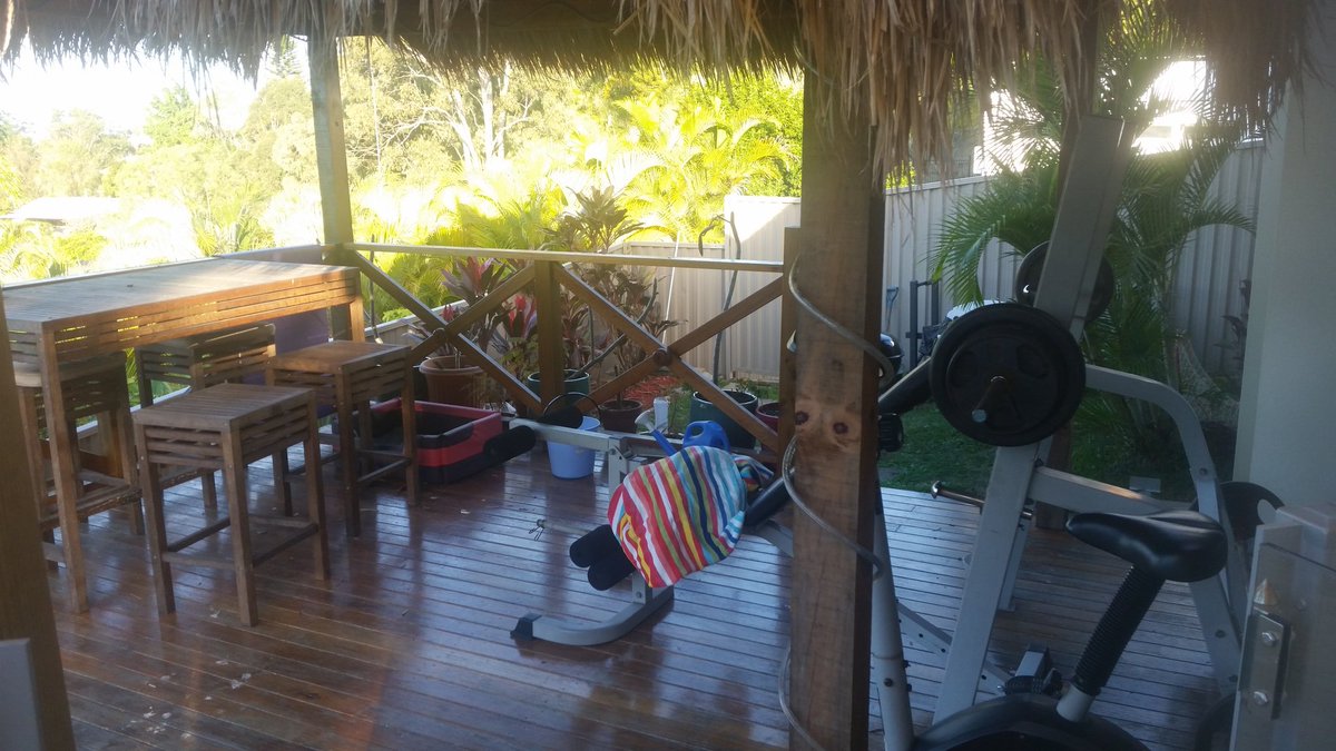 Tyler_StudentOT's tweet photo. Some environments provide more than 1 opportunity for occupational engagement. This bali hut is both a gym and entertainment area. #OENV17 https://t.co/N7Ulot1u1X