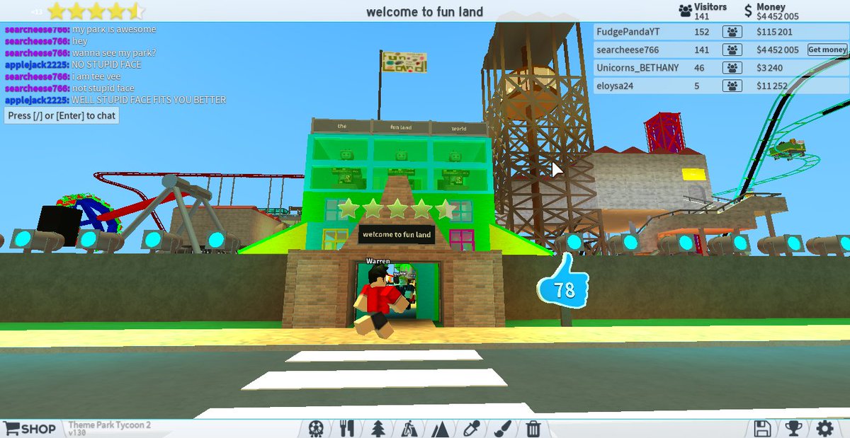Gamer Tee Vee On Twitter My Park In Roblox Theme Park Tycoon 2 - roblox fun land