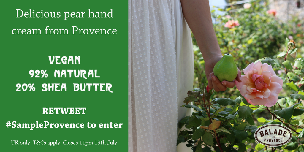 BaladeProvence's tweet photo. We have 5 delicious pear #vegan hand creams up for grabs! RETWEET #SampleProvence before Wednesday 19th July 11pm (UK only T&amp;Cs apply) https://t.co/QKiRVZ9JpR