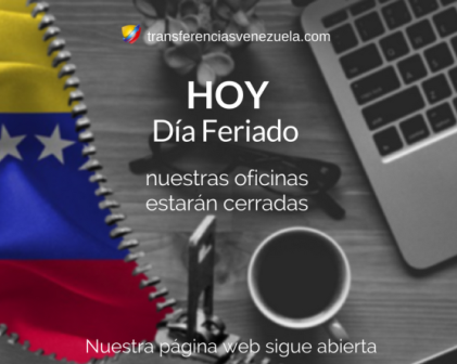 Transfeven's tweet photo. Hoy dia feriado local nuestras oficinas en España estarán cerradas. Volveremos mañana!! Nuestra página Activa las 24hs para sus pedidos. https://t.co/ipPUHpklZK