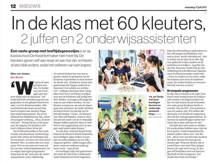 Zo werken ze op KC <a href="/dekwartiermaker/">KC de Kwartiermaker </a> in #DenBosch! #onderwijsanders #gepersonaliseerdleren Mooi artikel in <a href="/bddenbosch/">Brabants Dagblad</a> 2/2