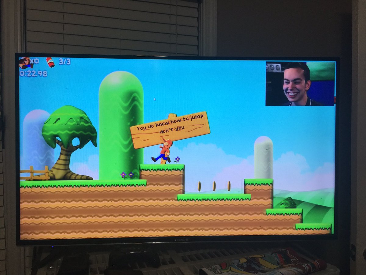 erichschuler's tweet photo. I can't believe I'm seeing @DefaultDanGame on TV. This game was born during a Game Jam I participated in at my college, SPSU https://t.co/WGxrgvk5DL
