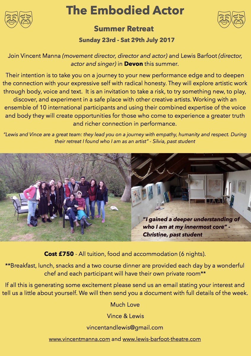 vincentmanna's tweet image. One week until our #EMBODIEDACTOR #retreat Places left and bursaries available. #nourishment #challenge #timetoreconnect #greatfoodtoo