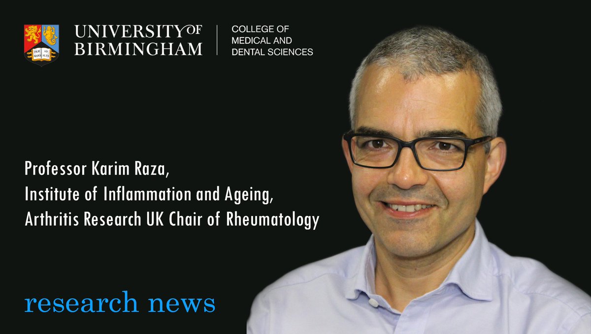 unibirm_CMH's tweet photo. Professor Karim Raza from @InflamAge_UoB has been named @ArthritisRUK Chair of Rheumatology at @unibirmingham https://t.co/kGObIn0YuP https://t.co/jPh6hRXvbP