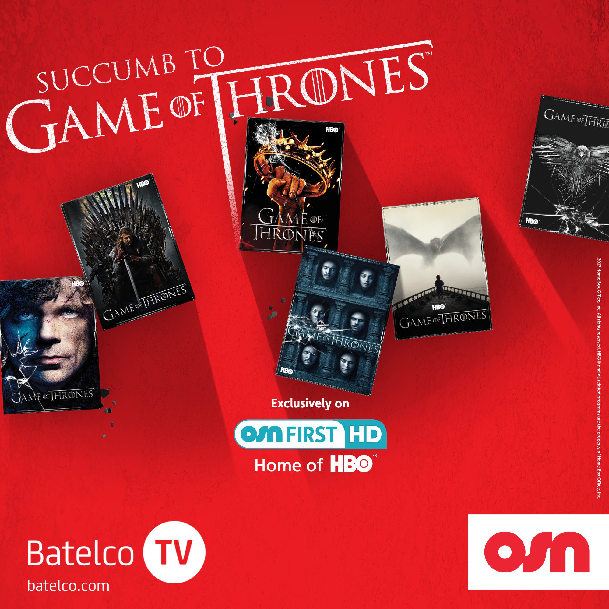 Batelco on X Watch the most anticipated series ever Game Of Thrones on Batelco TV Available on OSN Gold HD and OSN Platinum Extra HD packages https t R9yGtZHAsc X