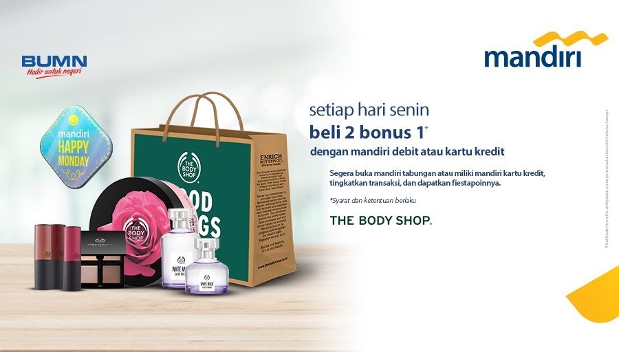 Livin'poin (@livinpoin) on Twitter photo Setiap hari Senin, promo beli 2 bonus 1 produk <a href="/TheBodyShopIndo/">The Body Shop Indo</a> dgn #mandiridebit atau <a href="/mandiricard/">mandiri kartu kredit</a> bit.ly/TBS_I-Love-Mon… #mandiripromo Setiap hari Senin, promo beli 2 bonus 1 produk <a href="/TheBodyShopIndo/">The Body Shop Indo</a> dgn #mandiridebit atau <a href="/mandiricard/">mandiri kartu kredit</a> bit.ly/TBS_I-Love-Mon… #mandiripromo