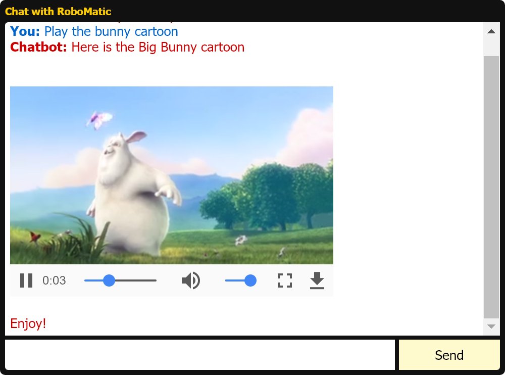 InfraDrive's tweet image. RoboMatic playing embedded HTML5 video. It can also embed Javascript &amp;amp; CSS. #RoboMatic #Chatbot #v3 #Soon #HTML #Javascript #CSS