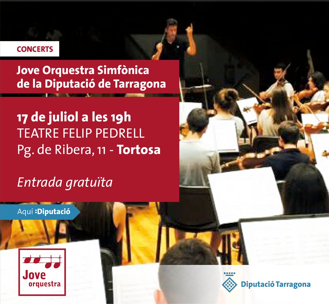 🗓️Aquesta tarda, darrer #concert de la #JOSDT 2017, dirigida per <a href="/Mtro_Soler/">Cristóbal Soler</a>, a l'auditori #FelipPedrell de #Tortosa dipta.cat/ca/noticies/la…