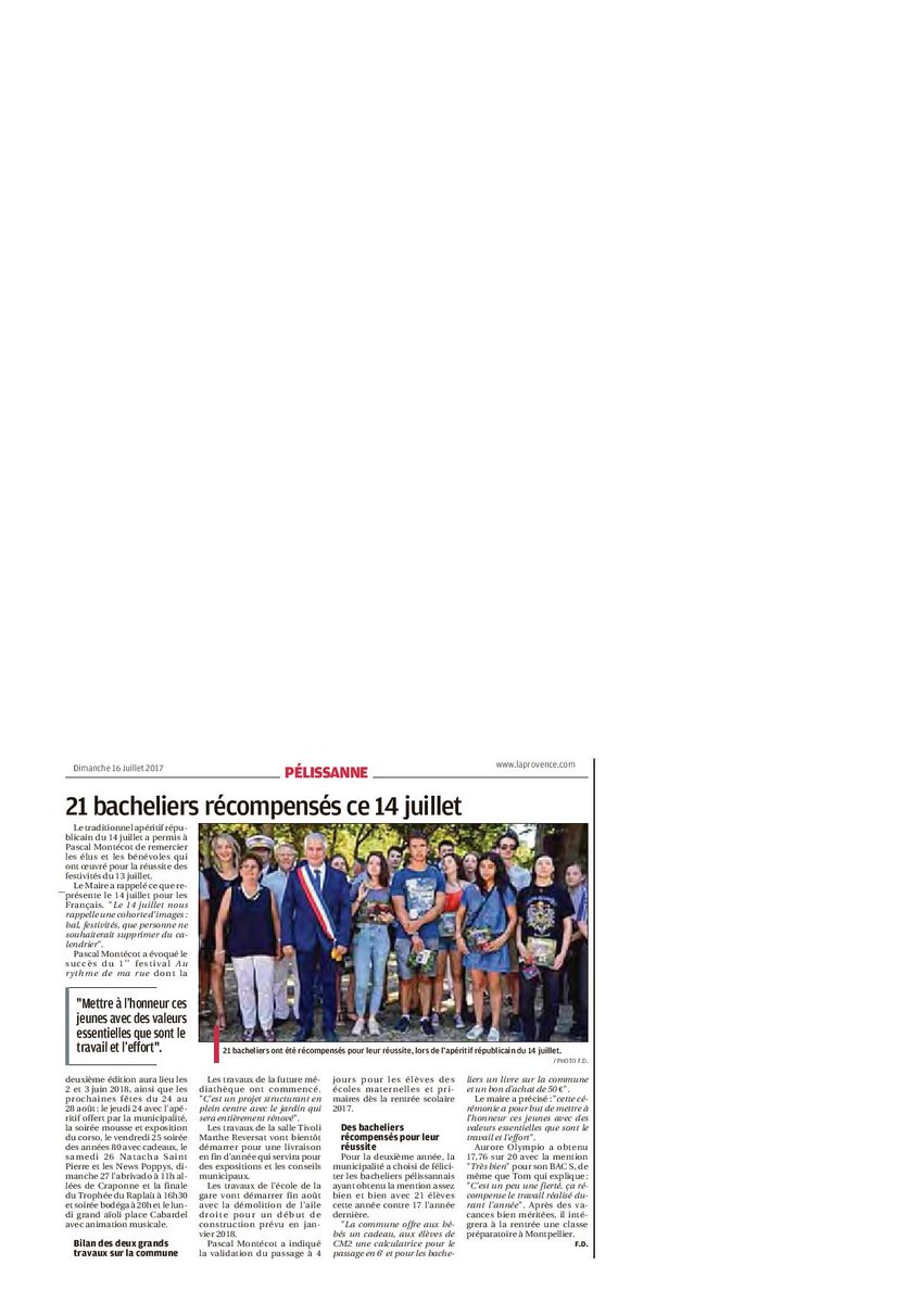 #Pelissanne met à l'honneur les jeunes et récompense le travail et l'effort ! #bienvivremaville