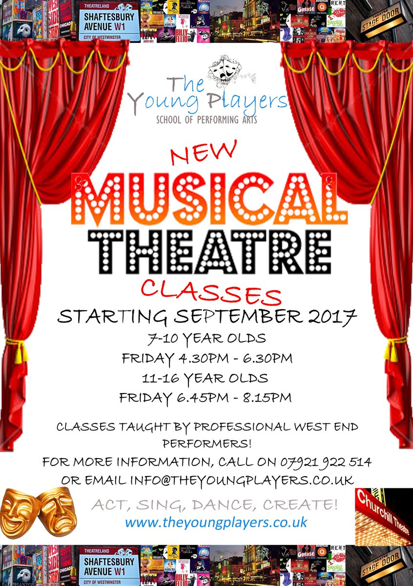 NEW Musical Theatre classes (taught by professionals) for 7-16 year olds <a href="/The_Churchill/">Churchill Theatre Bromley</a> beginning September. theyoungplayers.co.uk