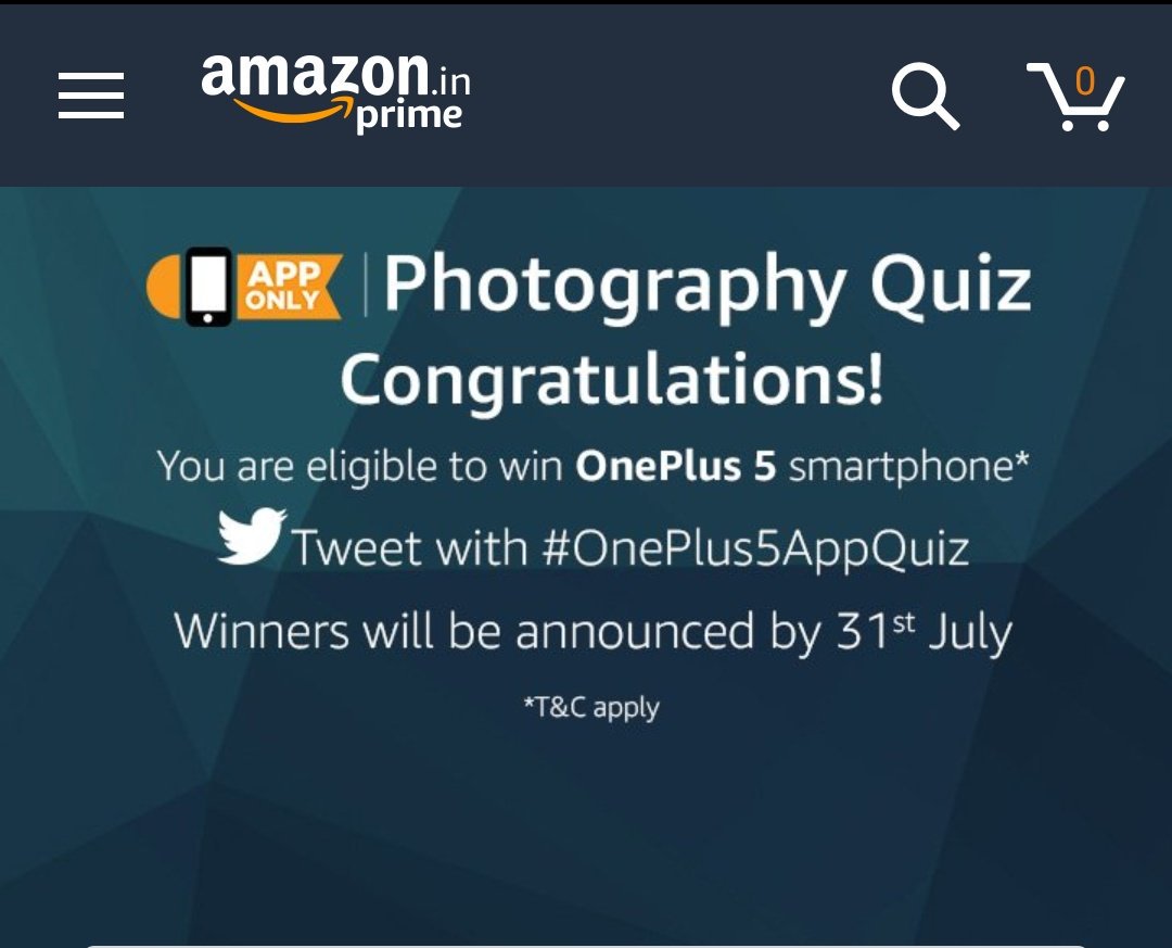 harshithdas's tweet image. I just cleared a quiz on #AmazonIndia &amp;amp; now I&apos;m eligible to win OnePlus 5 smartphone.  #OnePlus5AppQuiz