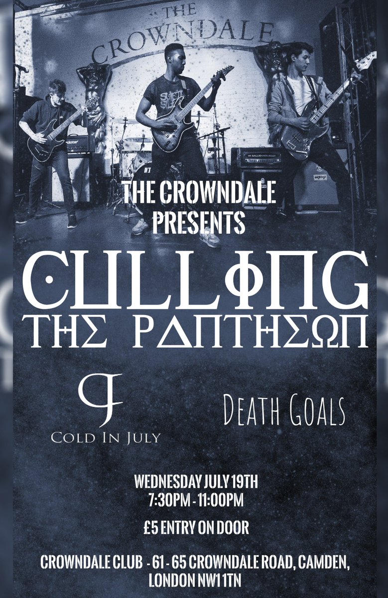 Break up your week with a pint at <a href="/TheCrowndale/">The Crowndale Club</a>! With support from @coldinjulyband and Death Goals. #metal #everydayisadrinkingday