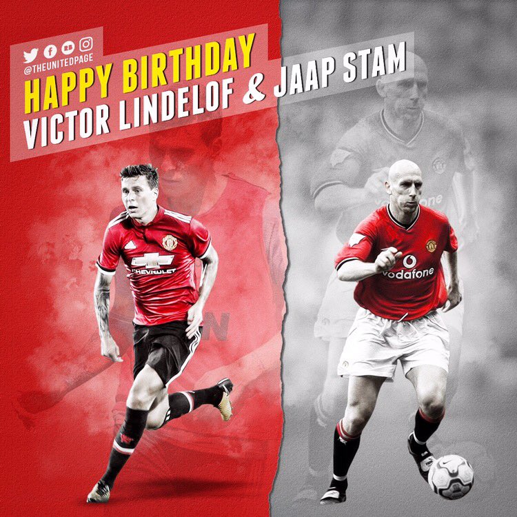 Happy birthday to our new defender Victor Lindelof and former legendary defender Jaap Stam!    