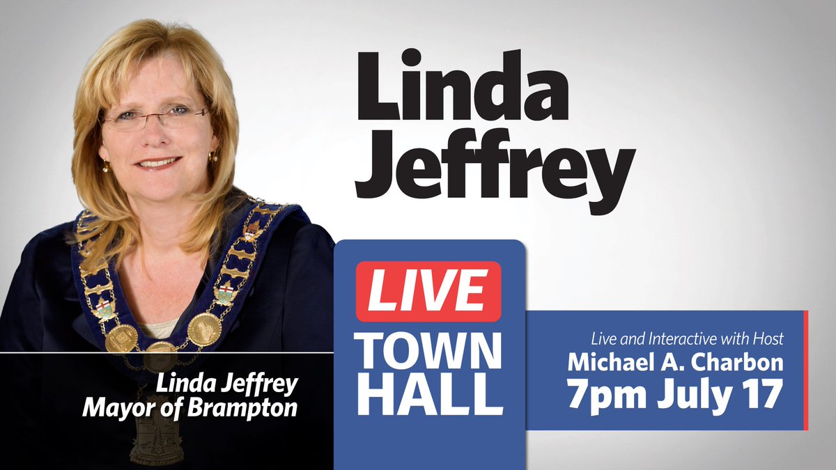 livetownhall's tweet photo. Tune in tonight for our LIVE Town Hall with Brampton Mayor Linda Jeffrey. Starts at 7pm! Reserve your spot: https://t.co/Jubr2UpZZq https://t.co/Q4y6TDMUNf