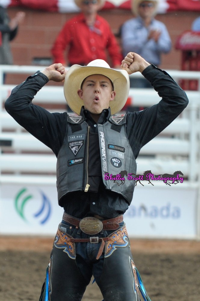shellie_scott's tweet photo. .@zeke_thurston celebrates his 92 point ride on Get Smart that led to his three time @CS_Rodeo championship @RodeoChat https://t.co/gjdSZtzGPV
