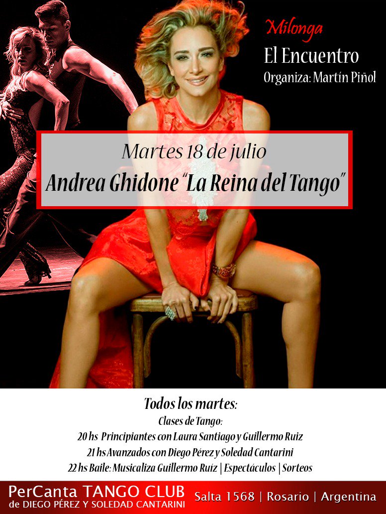 InfoMunicipales's tweet photo. Este #martes18 en #PerCanta #TangoClub de #Rosario, clases de #Tango con @andreaghidone #LaReinaDelTango #Milonga https://t.co/NxGUOwuy6T