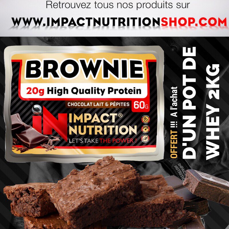ContactIMPACT's tweet image. Un délicieux Brownie offert à l'achat d'un pot de Whey 2Kg ! 😍 #FitnessMotivation #fitness #plaisir #whey