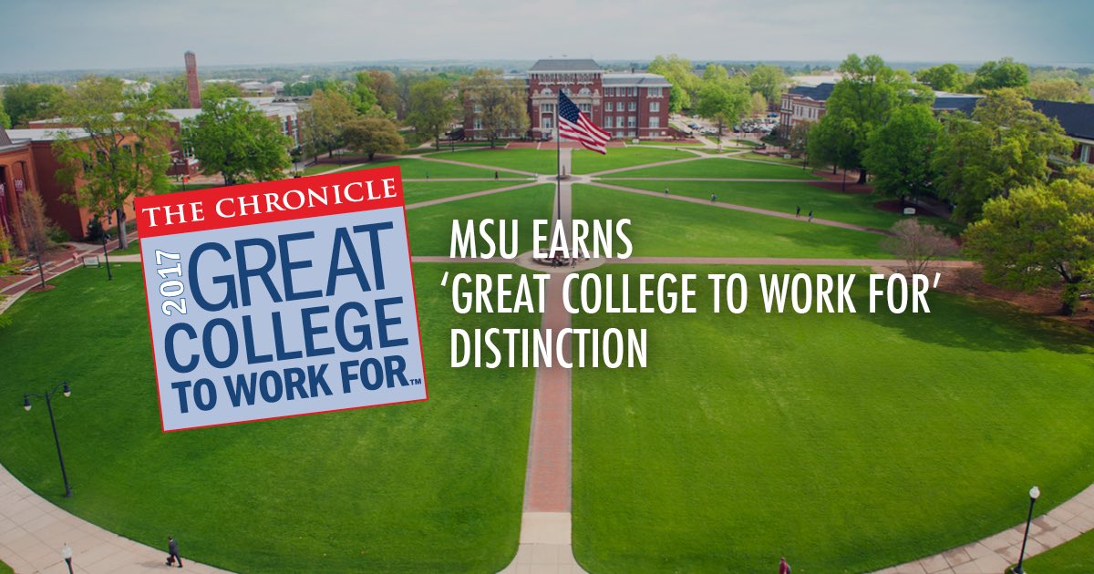 MSU is at the top AGAIN – named for the second consecutive year as a Best College to Work For. #WeRingTrue bit.ly/2u1aB3V