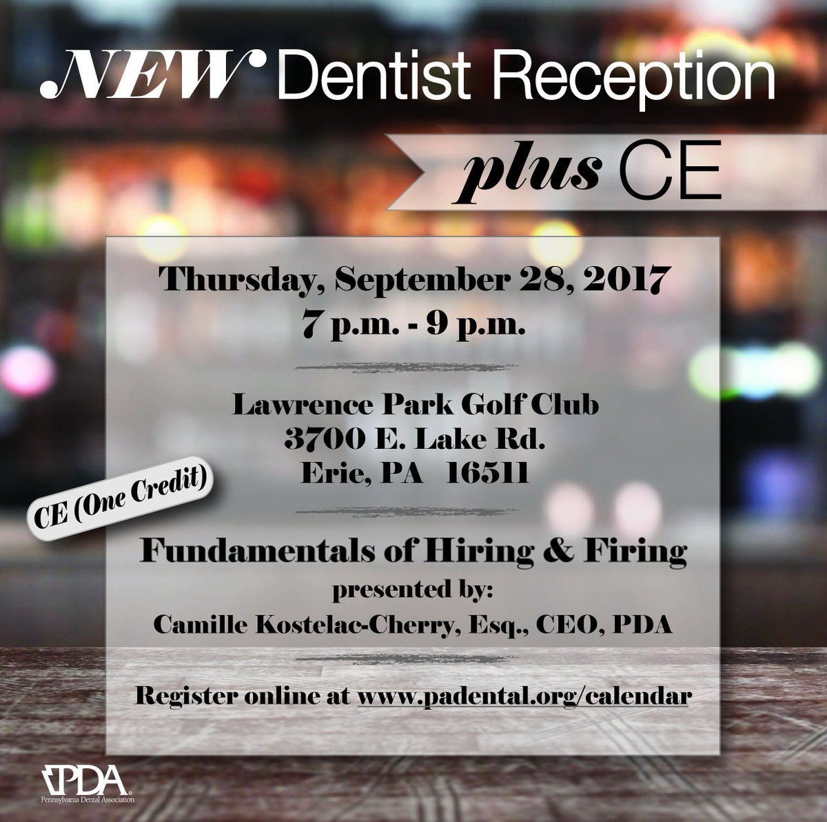 padentalassn's tweet image. ERIE-AREA NEW DENTISTS: Join this reception just for you- 9/28/17 Visit padental.org/calendar for more details and to register.  #pdace