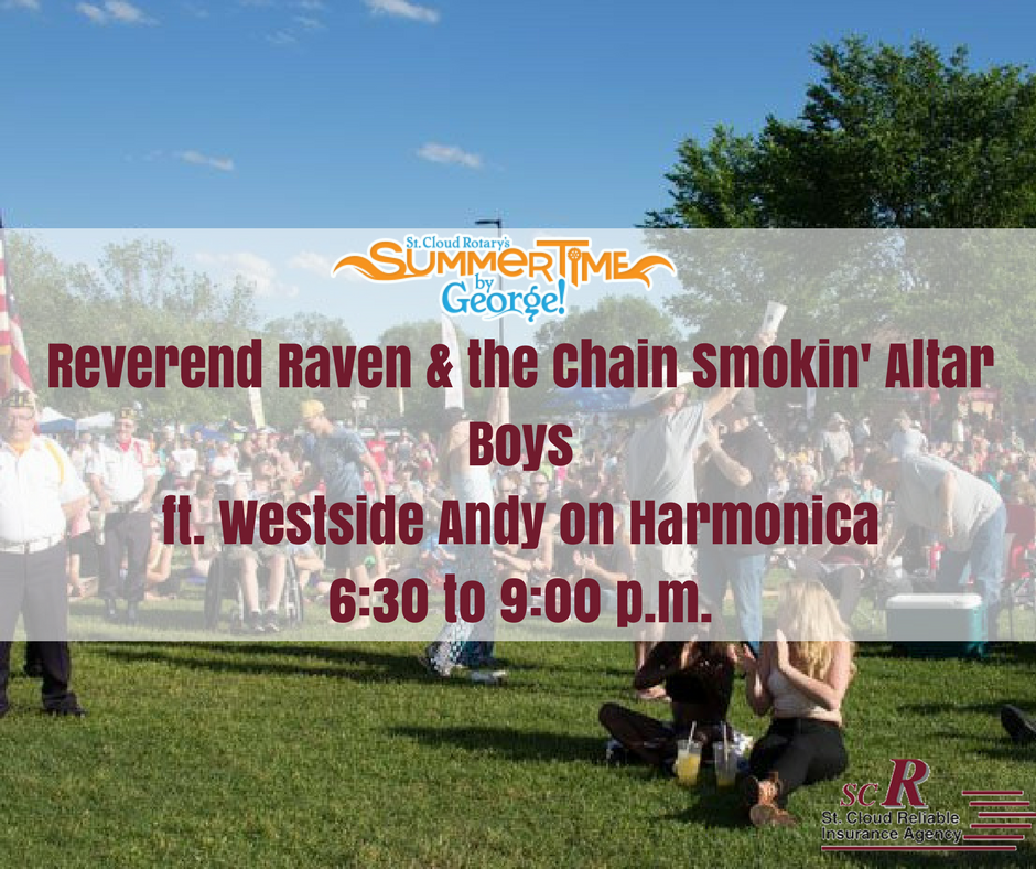 StCloudReliable's tweet image. Stop by Lake George tonight for some rockin' music from Reverend Raven and the Chain Smokin' Alter Boys!