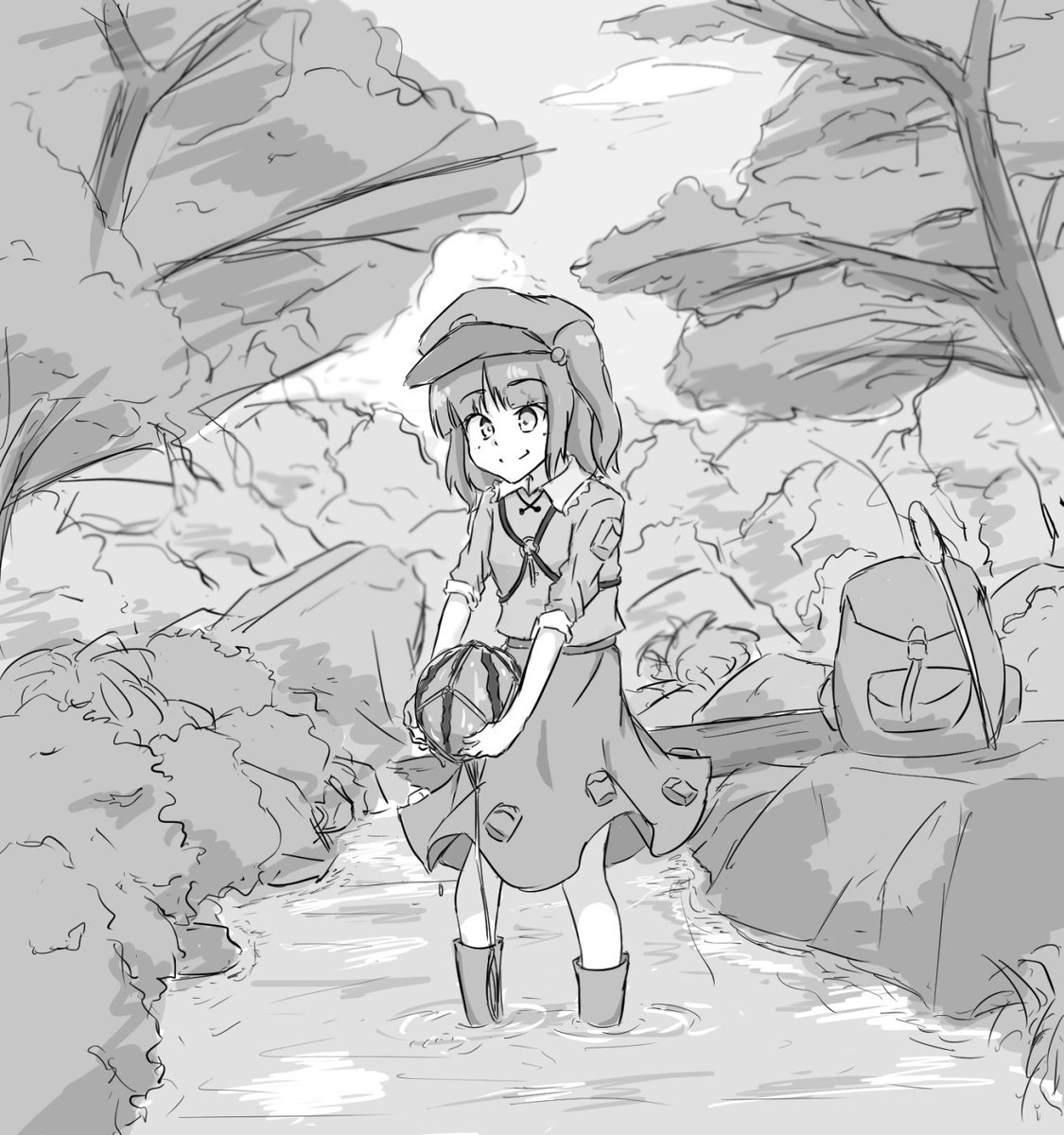 #深夜の真剣お絵描き60分一本勝負
にとり 